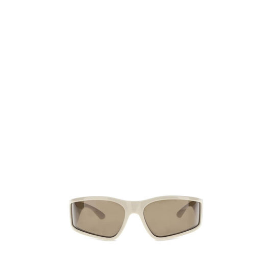 Balenciaga Cream Polyamide Sunglasses with D-frame design and gold BB logo is stylish and sustainable.