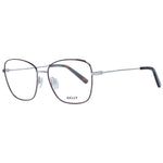 Bally Burgundy Women Optical Frames, square style, metal frame, full-rim, demo lenses, branded case included.