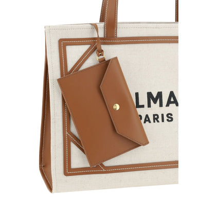 Balmain Beige Cotton Shoulder Bag