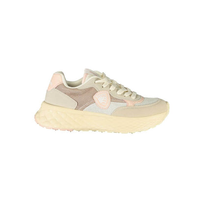 Blauer Beige Polyester Women Sneaker with pink accents, elegant design, removable footbed, athletic chic