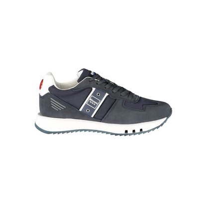 Blauer Blue Leather Men Sneaker featuring iconic Blauer logo and dynamic design in a bold blue palette, perfect blend of style and functionality.
