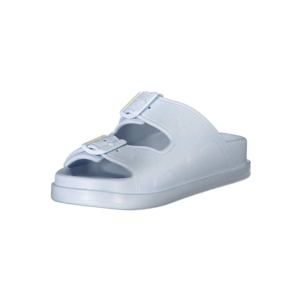Blauer Blue Polyethylene Women Sandal with adjustable buckles and logo print, providing fashion-forward comfort.