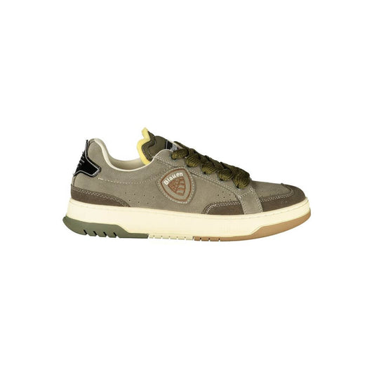 Blauer Green Leather Men Sneaker with contrasting details and Blauer logo, featuring a removable footbed for comfort.