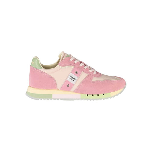 Blauer Pink Leather Women Sneaker with laces, contrasting details, and logo, featuring removable insole for comfort.