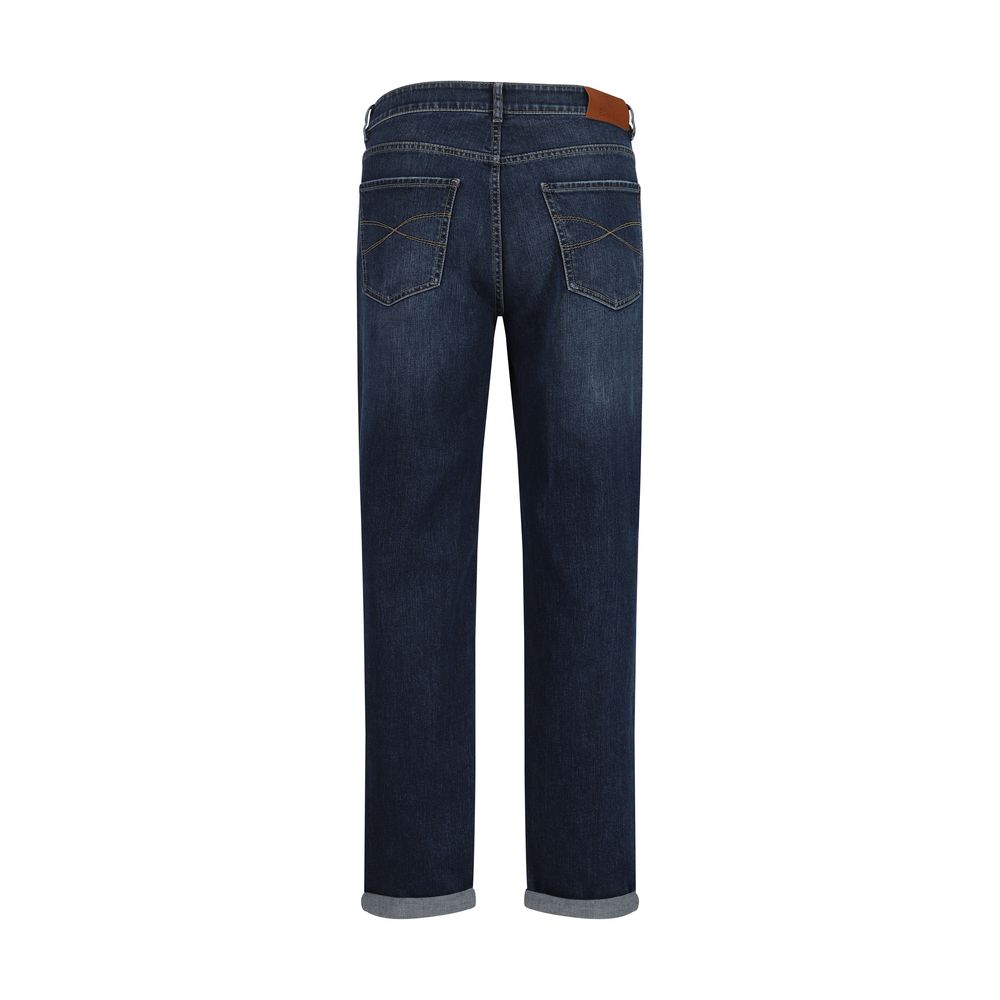 Brunello Cucinelli Blue Cotton Straight-Leg Jeans