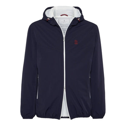 Brunello Cucinelli Bonded nylon hooded vest with Thermore padding and logo Jackets