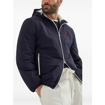 Brunello Cucinelli Bonded nylon hooded vest with Thermore padding and logo Jackets