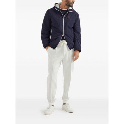 Brunello Cucinelli Bonded nylon hooded vest with Thermore padding and logo Jackets