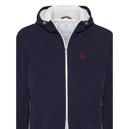 Brunello Cucinelli Bonded nylon hooded vest with Thermore padding and logo Jackets