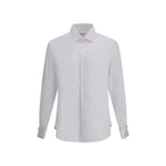 Classic Brunello Cucinelli Cotton Shirt with button closure and cuffs, offering a slim fit for sophisticated style.