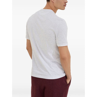 Brunello Cucinelli Cotton jersey crew neck T-shirt with logo and faux-layering Topwear