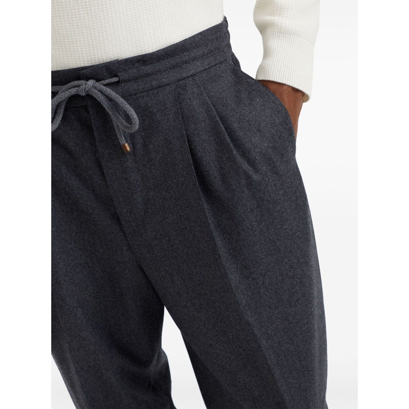 Brunello Cucinelli Drawstring-waistband wool tapered trousers Trousers