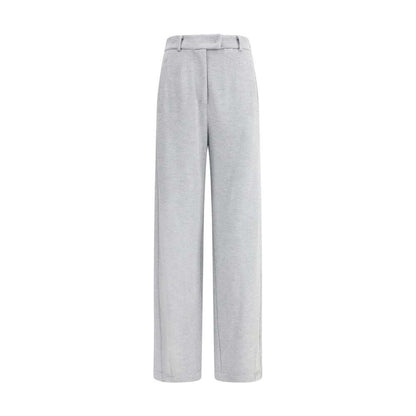 Brunello Cucinelli Gray Cotton Casual Pants with straight-leg silhouette and belt loops, featuring front zipper and welt pockets.