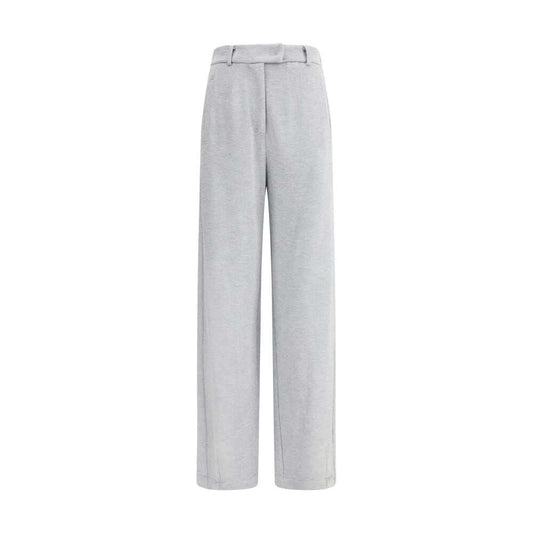 Brunello Cucinelli Gray Cotton Casual Pants with straight-leg silhouette and belt loops, featuring front zipper and welt pockets.