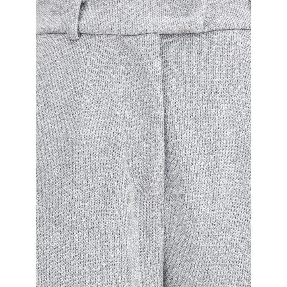 Close-up of Brunello Cucinelli Gray Cotton Casual Pants with a front zipper, belt loops, and welt pockets emphasizing sportswear elegance.