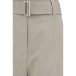 Close-up view of Brunello Cucinelli Linen Pants with adjustable belt detail and front zipper, ideal for warm weather sophistication.