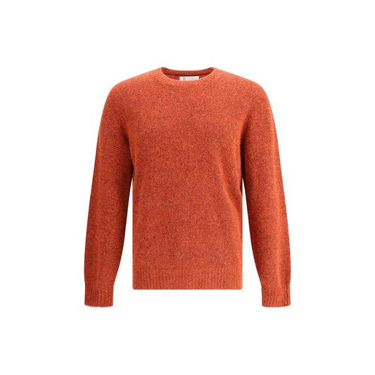 Brunello Cucinelli Orange Alpaca Vicugna Pacos Sweatshirt showcasing elegant ribbed design and snug fit.