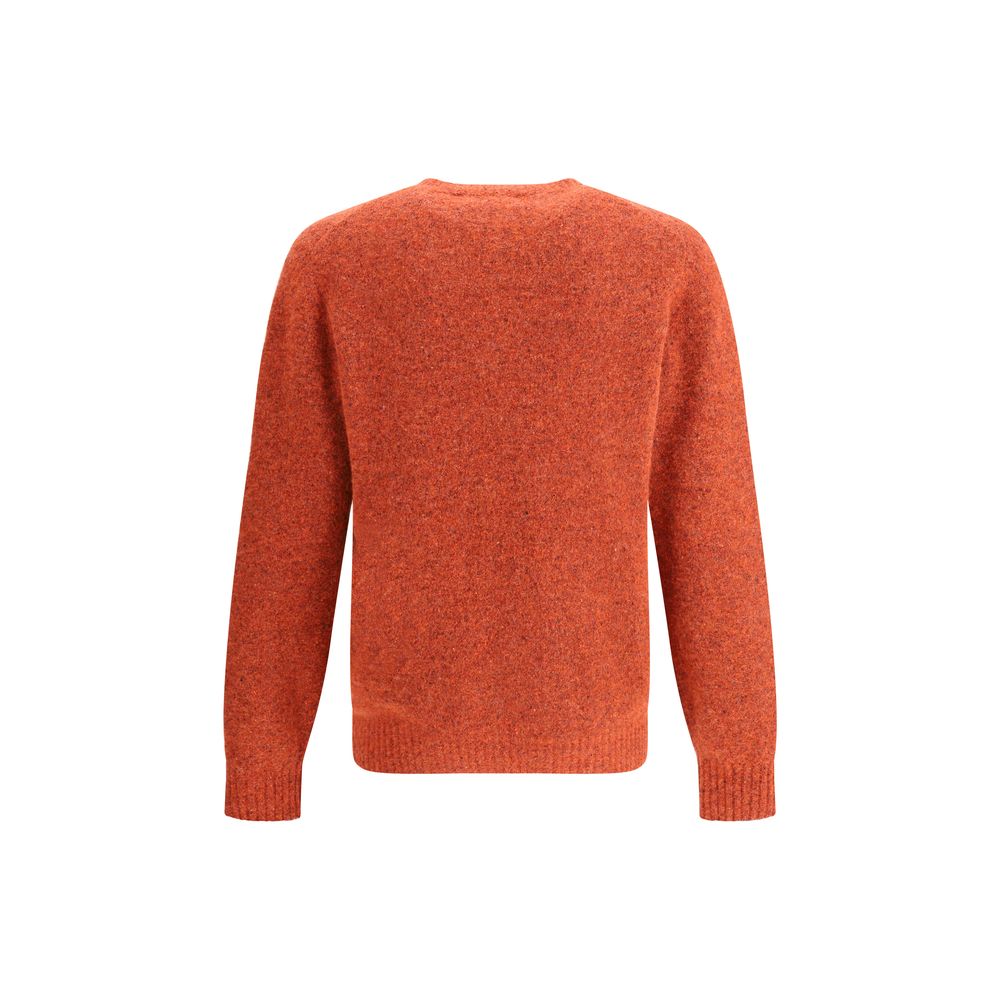 Back view of Brunello Cucinelli Orange Alpaca Vicugna Pacos Sweatshirt with ribbed cuffs and refined mélange pattern, perfect for warmth and style.