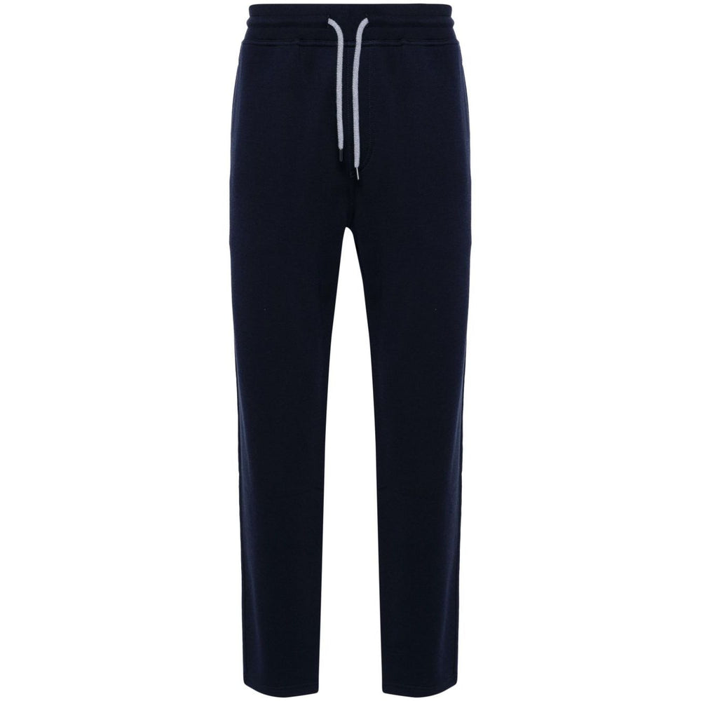 Brunello Cucinelli Trousers Blue - Navy blue cotton blend sweatpants with elasticated waistband and tapered leg