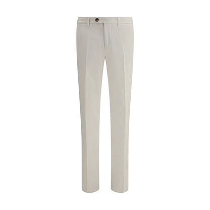 Brunello Cucinelli White Cotton Casual Pants front view on white background