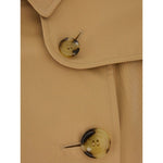 Close-up of buttons on Burberry Double-breasted cotton trench coat in archive beige gabardine weave fabric
