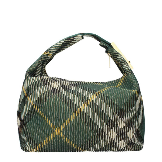 Burberry Green Fabric Handbag with gold zip, medium size, check pattern. MPN 808204MEDIA7, 33.5cm width, 19cm height, 13cm handle.