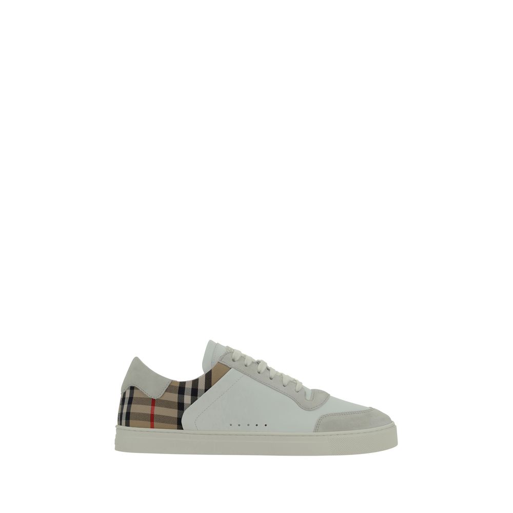 Burberry Stevie Sneakers with panelled design, lace-up fastening, suede detailing, and iconic Check Archive pattern, AW25.