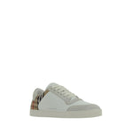 Burberry Stevie Sneakers in calfskin with panelled design and Check Archive pattern, featuring suede details and lace-up fastening.
