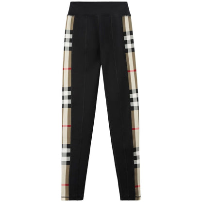 Burberry Stretch jersey leggings with Check finishes Trousers