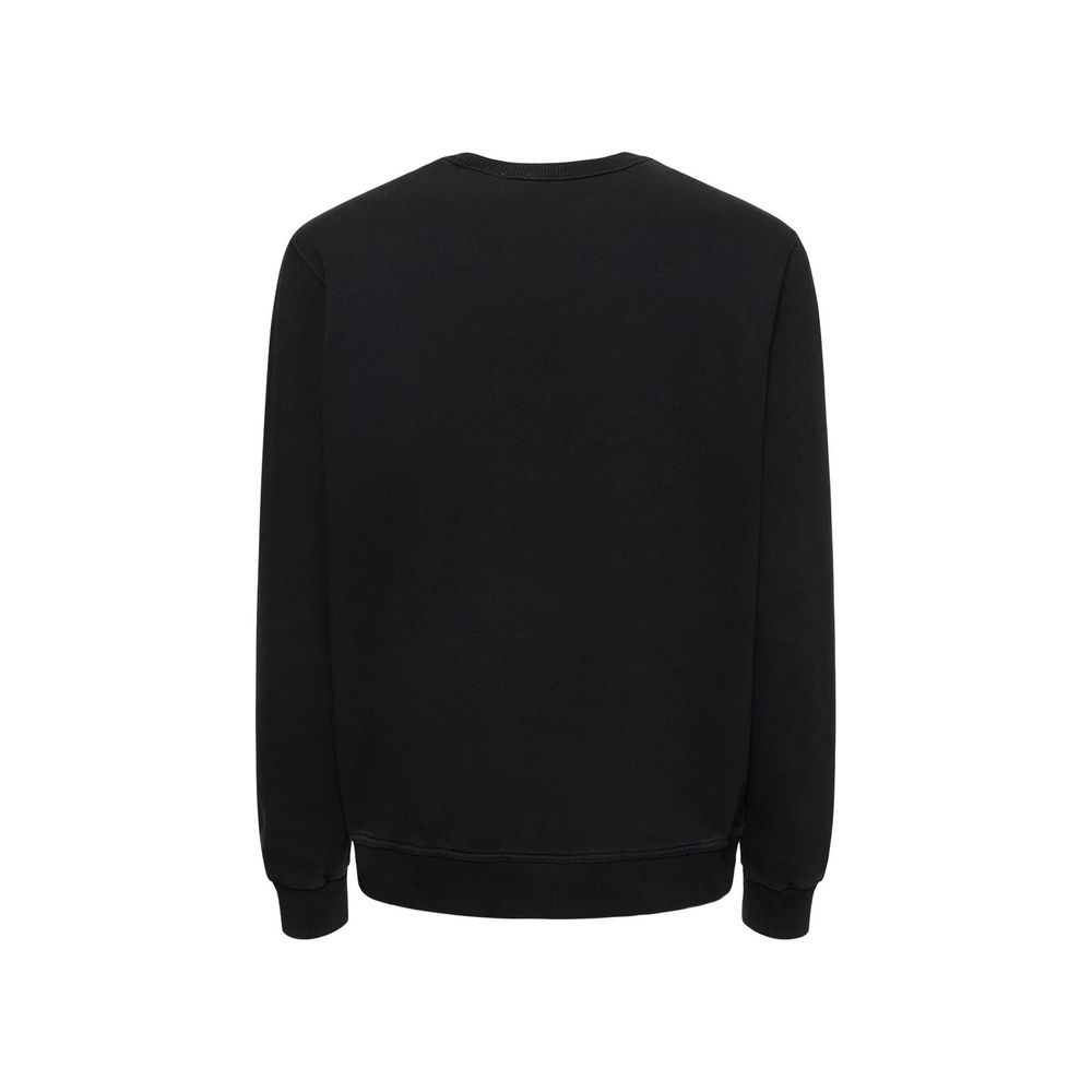 Burberry Subirton Sweatshirt for men with long sleeves, ribbed trims, round neck, 100% cotton. Back view of the sweatshirt in black.