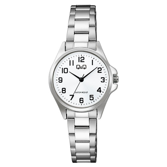 Q&Q Mod. LADY ONLY TIME wristwatch with metal strap and 3 ATM water resistance. Quartz movement, 30 mm case.