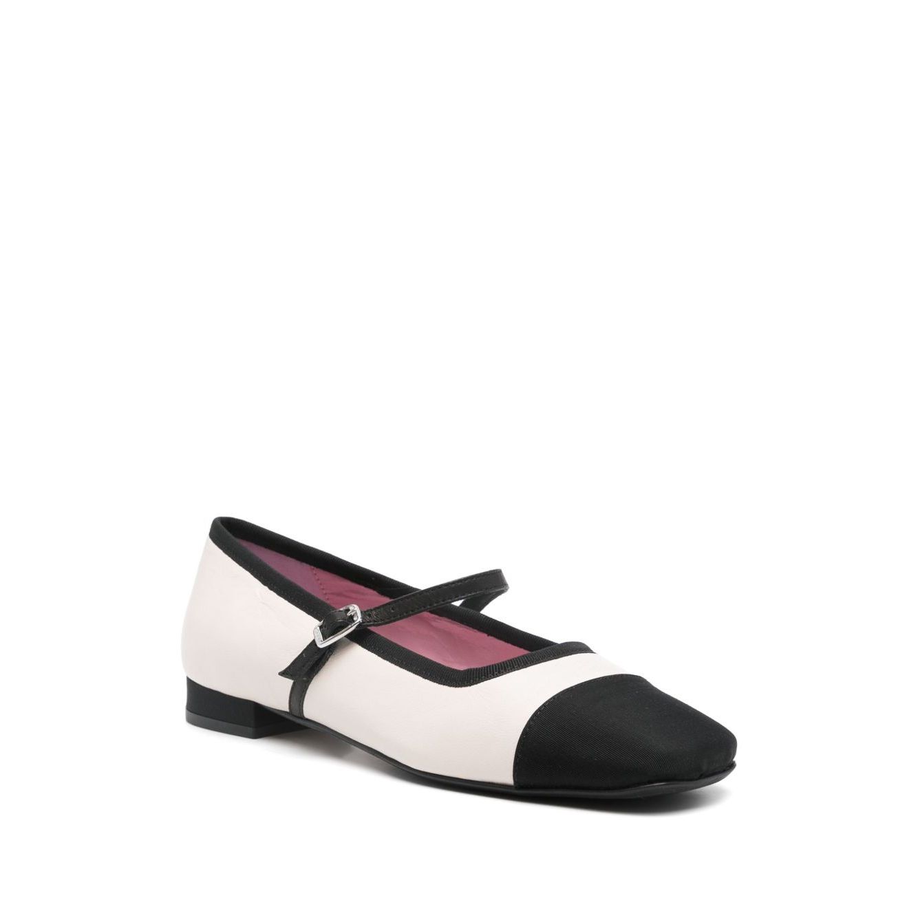 CAREL PARIS Flat shoes Beige with black contrasting toecap, buckle-strap, branded insole, bicolor ballet flats.