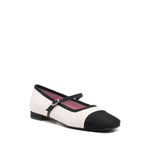 CAREL PARIS Flat shoes Beige with black contrasting toecap, buckle-strap, branded insole, bicolor ballet flats.
