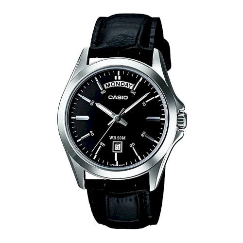 CASIO COLLECTION Mod. DAY DATE LEATHER - BLACK WATCHES