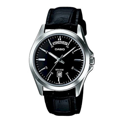 CASIO COLLECTION Mod. DAY DATE LEATHER - BLACK WATCHES