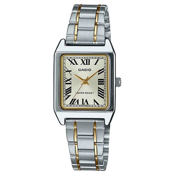 CASIO COLLECTION Mod. LADY TANK. SILVER&GOLD - CHAMPAGNE. METAL ALLOY