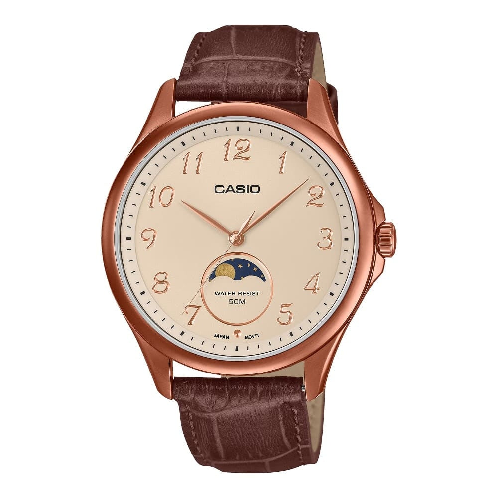 CASIO COLLECTION Mod. MOONPHASES - LEATHER, BRONZE WATCHES