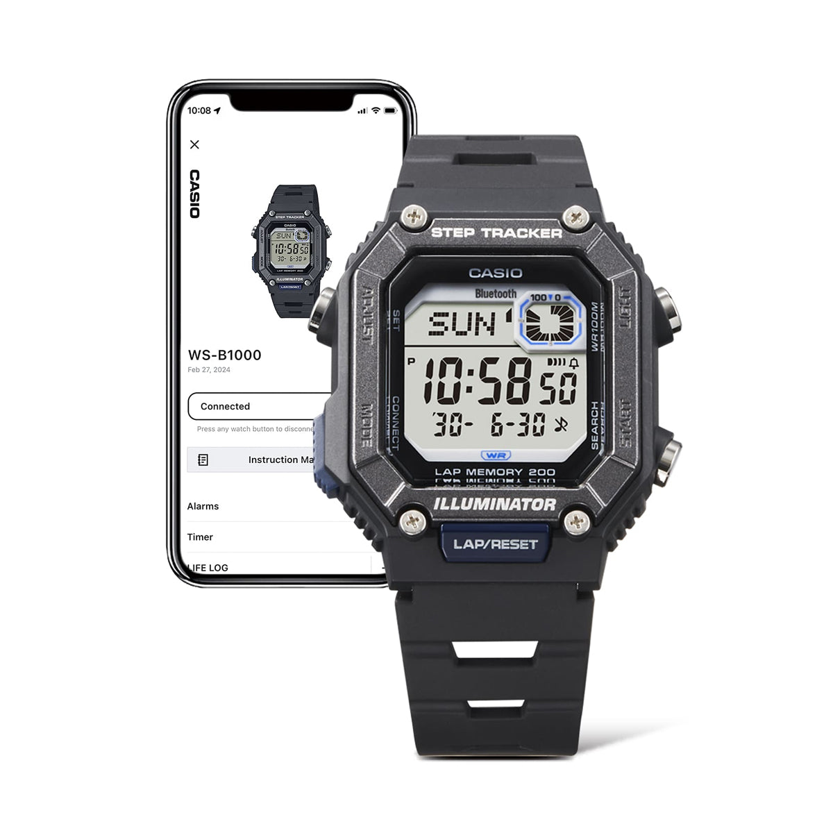 CASIO COLLECTION Mod. STEP TRACKER LAP 200 - BLACK WATCHES
