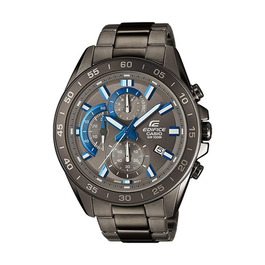 CASIO EDIFICE Mod. STANDARD CHRONOGRAPH wristwatch with stainless steel bracelet, quartz movement, and mineral dial, water-resistant to 10 ATM.