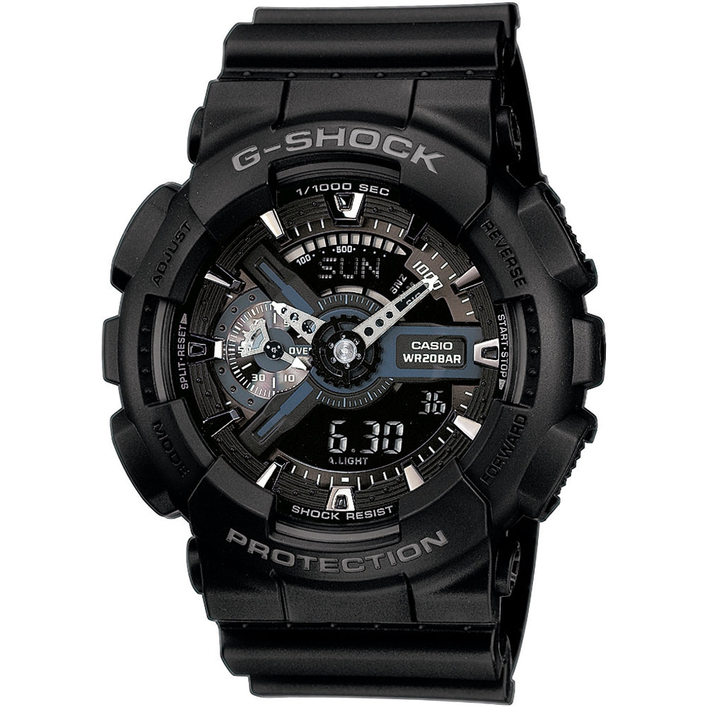 CASIO G-SHOCK Mod. GS-BASIC - BLACK wristwatch, 20 ATM water resistance, resin case and strap, quartz movement, multifunctional display.