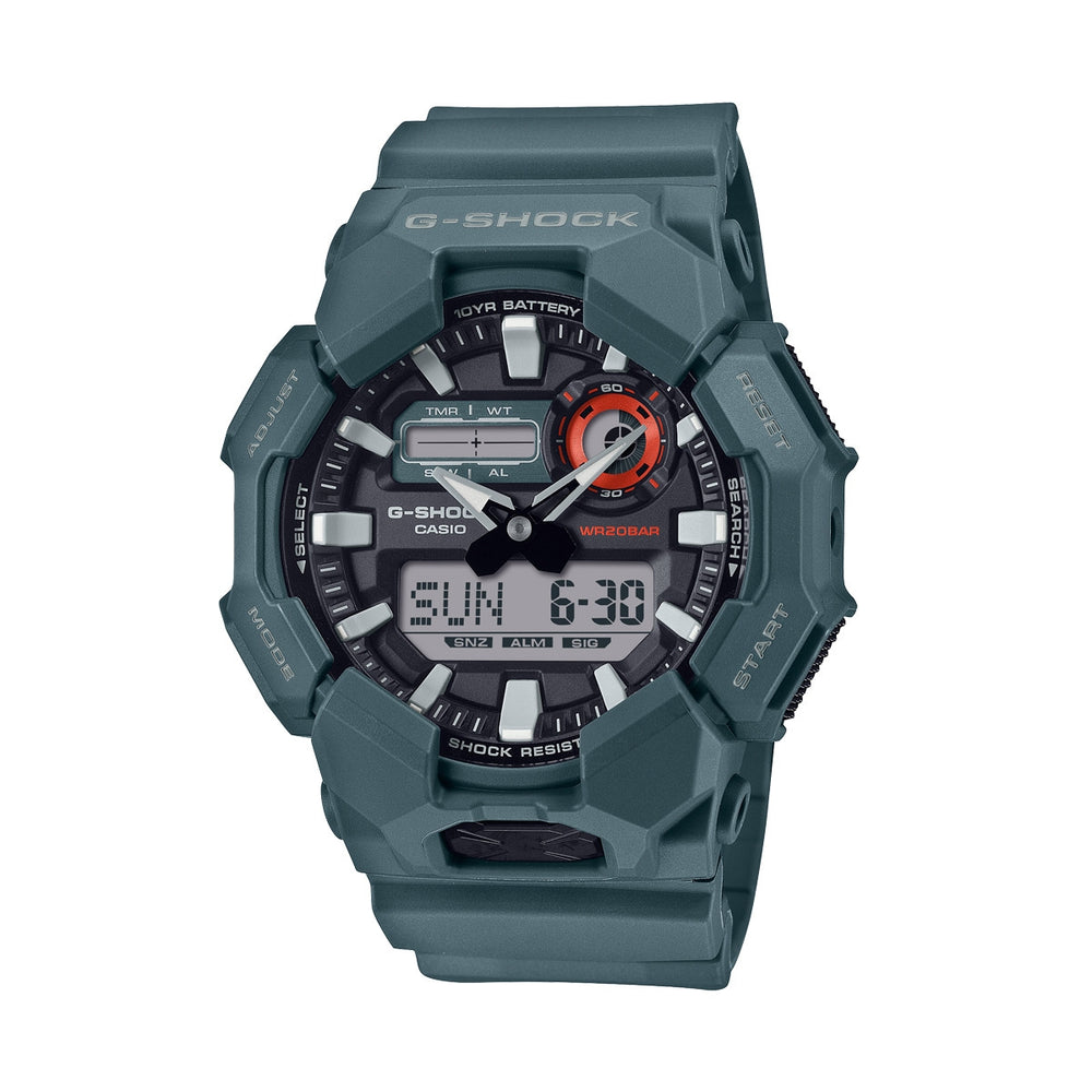 CASIO G-SHOCK Mod. NEW RUGGED BASIC Analog-Digital 10-Year Battery wristwatch with 20 ATM water resistance and carbon-resin case in official box.