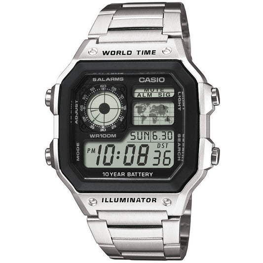 CASIO SPORT Mod. DIVER - WORLD TIME ILLUMINATOR 5 ALARMS - FUTURE CLASSIC COLLECTION - SILVER STEEL WATCHES