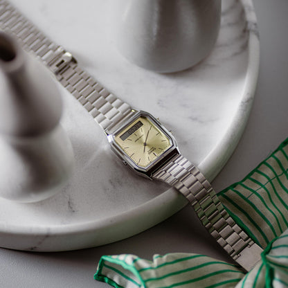 CASIO VINTAGE Mod. EDGY COLLECTION SUNRAY DIAL - GREEN LEMON WATCHES