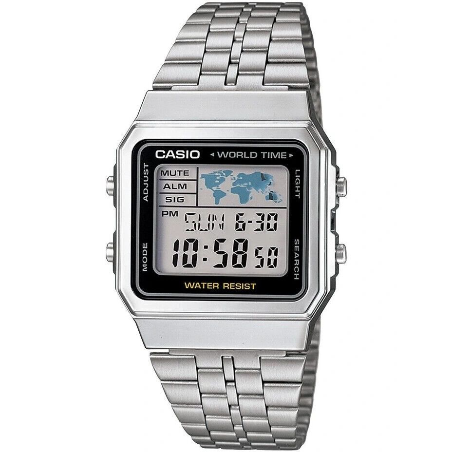 CASIO VINTAGE Mod. WORLD TIME - SILVER & BLACK