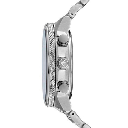 Side view of CITIZEN WATCHES Mod. CB5850-80L showcasing the sleek design and intricate detailing of the stainless steel case.