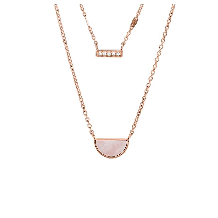 COLLANA FOSSIL MOD. JF03135791 elegant necklace with rose gold chain and stone pendants