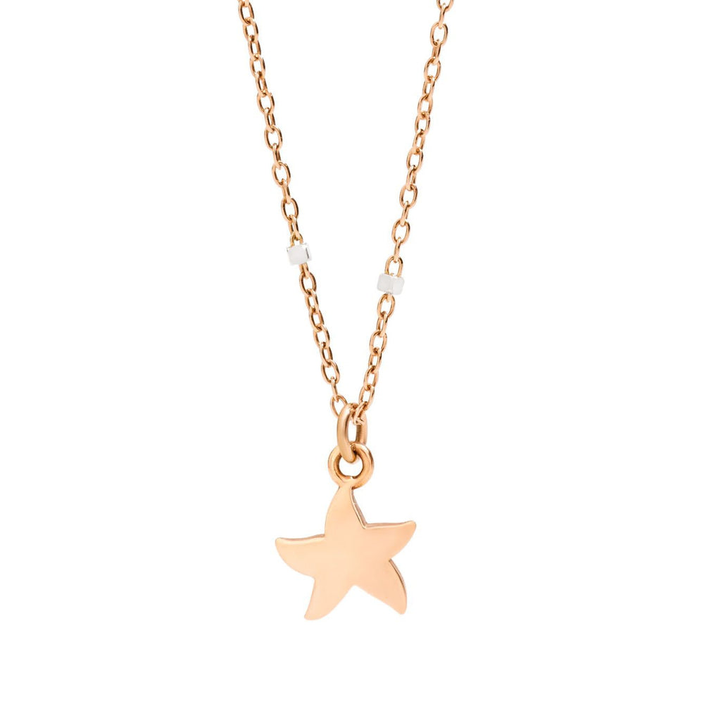 Elegant gold star pendant necklace, model COLLANE DODO MOD. DCB9005STARX0009R, on fine chain displaying modern design.