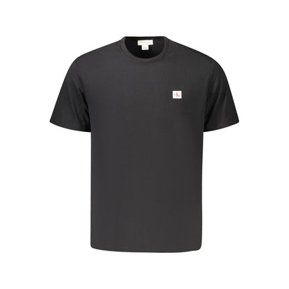 Calvin Klein Black Cotton T-Shirt, crew neck, short sleeve, with logo application. Stylish and comfortable for everyday wear.
