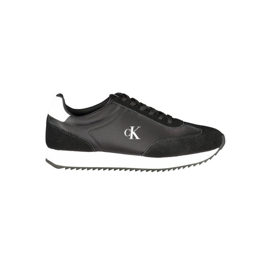 Calvin Klein Black Leather Women Sneaker featuring sporty elegance and iconic logo