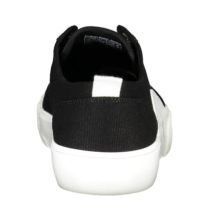 Calvin Klein Black Recycled Material Men Sneaker rear view showcasing sustainable design